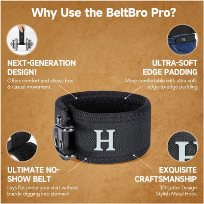 Tactical Metal Hook Elastic Belt (Unisex) - No Buckle Invisible Design | Soft Adjustable Side(2-Pack)